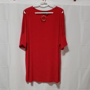 Chico's Travelers Red Cold Shoulder Tunic Top  SIZE: 3X
